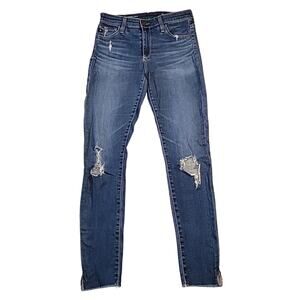 AG Farrah High Rise Skinny Jeans 25 Distressed Raw Hem Denim